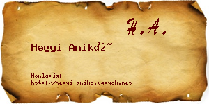 Hegyi Anikó névjegykártya